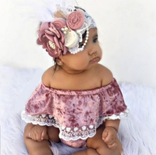 Load image into Gallery viewer, Lace Velvet Romper