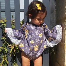 Load image into Gallery viewer, Floral Flare Sleeve Romper