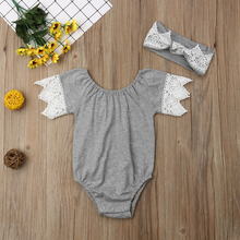 Load image into Gallery viewer, Lace Romper with Headband (Multiple Colors)