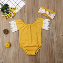 Load image into Gallery viewer, Lace Romper with Headband (Multiple Colors)