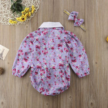 Load image into Gallery viewer, Floral Collar Romper with Headband