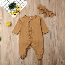 Load image into Gallery viewer, Ruffle Onesie with Headband (Multiple Colors)