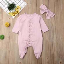 Load image into Gallery viewer, Ruffle Onesie with Headband (Multiple Colors)