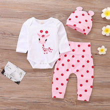 Load image into Gallery viewer, Baby Girl Pink Polka Dot Giraffe Outfit