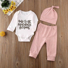 Load image into Gallery viewer, Baby Girls And So The Adventure Begins Pink Outfit