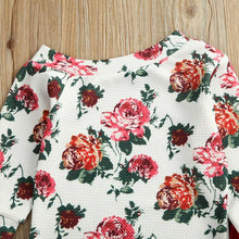 Load image into Gallery viewer, Floral Off Shoulder Onesie with Velvet Pants Outfit