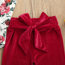 Load image into Gallery viewer, Floral Off Shoulder Onesie with Velvet Pants Outfit