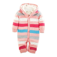 Load image into Gallery viewer, Multi Striped Knitted Winter Romper