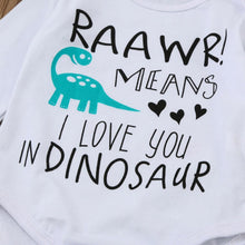 Load image into Gallery viewer, Raawr Dinosaur Romper Pants Outfit
