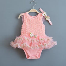 Load image into Gallery viewer, Summer Lace Tutu Dress with Matching Headband (Multiple Colors)