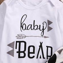 Load image into Gallery viewer, Baby Bear Romper Pants Beenie Hat Outfit
