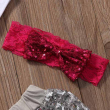 Load image into Gallery viewer, Princess Castle Romper Sequin Shorts Headband Outfit
