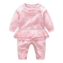 Load image into Gallery viewer, Knitted Heart Skirt Romper (2 Colors)