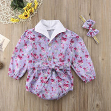 Load image into Gallery viewer, Floral Collar Romper with Headband