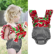 Load image into Gallery viewer, Striped Watermelon Romper