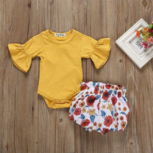 Load image into Gallery viewer, Polka Dot Romper Floral Bloomer Pants