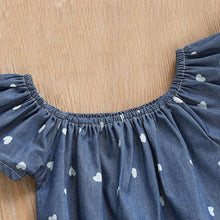 Load image into Gallery viewer, Blue Heart Romper Bow Headband Set