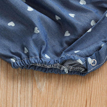 Load image into Gallery viewer, Blue Heart Romper Bow Headband Set