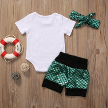 Load image into Gallery viewer, Mini Mermaid Romper Shorts Headband Outfit