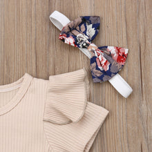 Load image into Gallery viewer, Ruffle Sleeve Romper Floral Bloomer Pants Outfit