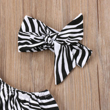 Load image into Gallery viewer, Zebra Off Shoulder Romper with Headband