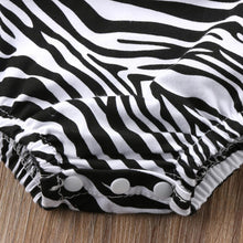 Load image into Gallery viewer, Zebra Off Shoulder Romper with Headband