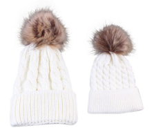 Load image into Gallery viewer, Mom And Baby Knitted Beanie Set
