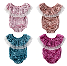 Load image into Gallery viewer, Lace Velvet Romper

