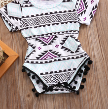 Load image into Gallery viewer, Geometric Pattern Tassel Romper (2 Colors)
