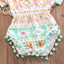 Load image into Gallery viewer, Geometric Pattern Tassel Romper (2 Colors)
