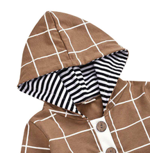 Load image into Gallery viewer, Plaid Button Hooded Romper (Multiple Colors)
