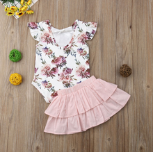 Load image into Gallery viewer, Floral Romper Tutu Skirt Outfit (2 Colors)
