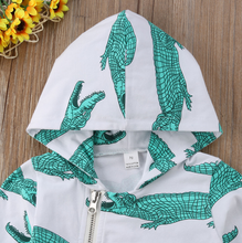 Load image into Gallery viewer, Crocodile Zip Up Hooded Onesie
