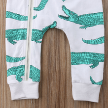 Load image into Gallery viewer, Crocodile Zip Up Hooded Onesie
