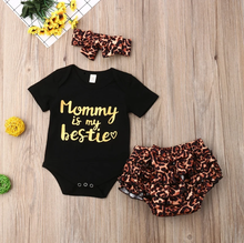 Load image into Gallery viewer, Mommy is My Bestie Leopard Print Bloomers Outfit
