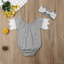 Load image into Gallery viewer, Lace Romper with Headband (Multiple Colors)
