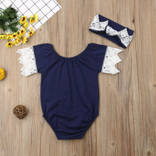 Load image into Gallery viewer, Lace Romper with Headband (Multiple Colors)
