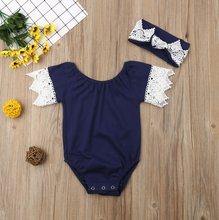 Load image into Gallery viewer, Lace Romper with Headband (Multiple Colors)

