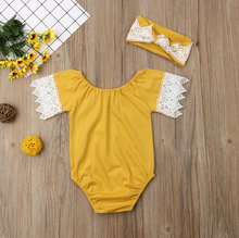 Load image into Gallery viewer, Lace Romper with Headband (Multiple Colors)
