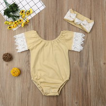 Load image into Gallery viewer, Lace Romper with Headband (Multiple Colors)
