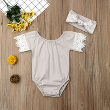 Load image into Gallery viewer, Lace Romper with Headband (Multiple Colors)
