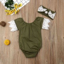 Load image into Gallery viewer, Lace Romper with Headband (Multiple Colors)
