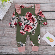 Load image into Gallery viewer, Green &amp; Pink Floral Onesie
