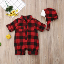 Load image into Gallery viewer, Plaid Jumpsuit with Matching Hat
