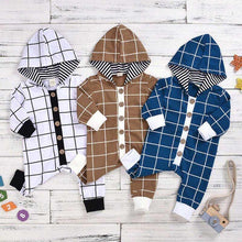 Load image into Gallery viewer, Plaid Button Hooded Romper (Multiple Colors)
