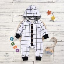 Load image into Gallery viewer, Plaid Button Hooded Romper (Multiple Colors)
