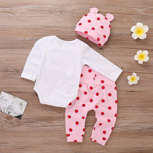 Load image into Gallery viewer, Baby Girl Pink Polka Dot Giraffe Outfit
