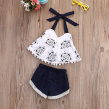Load image into Gallery viewer, Tassel Halter Top Floral Shorts Outfit

