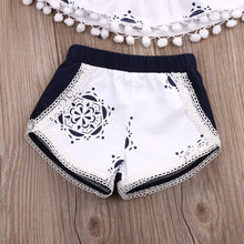 Load image into Gallery viewer, Tassel Halter Top Floral Shorts Outfit
