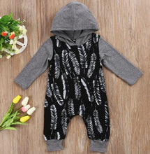 Load image into Gallery viewer, Hooded Feather Romper (Short or Long Sleeve)
